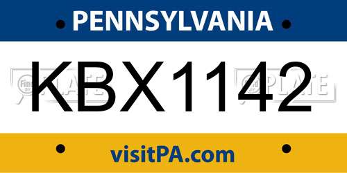 KBX1142 Pennsylvania License Plate