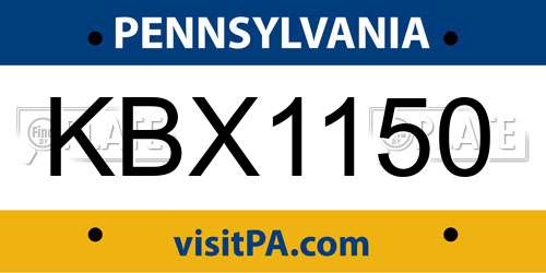 KBX1150 Pennsylvania License Plate