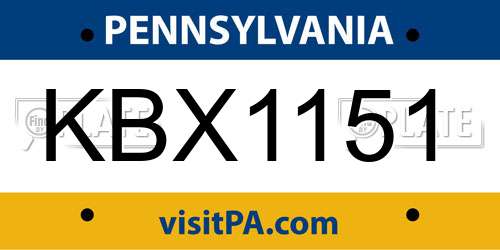 KBX1151 Pennsylvania License Plate