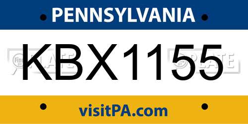 KBX1155 Pennsylvania License Plate