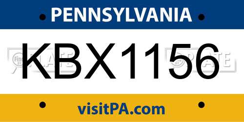 KBX1156 Pennsylvania License Plate