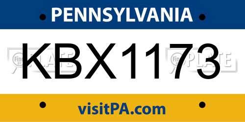 KBX1173 Pennsylvania License Plate