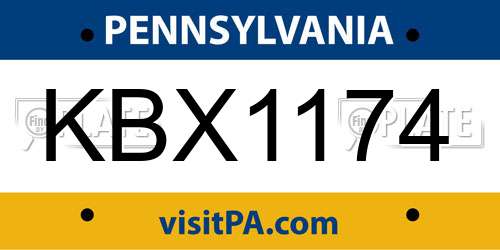 KBX1174 Pennsylvania License Plate