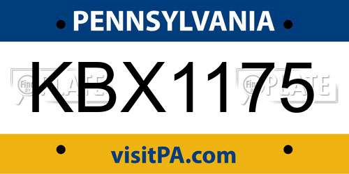 KBX1175 Pennsylvania License Plate