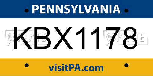 KBX1178 Pennsylvania License Plate