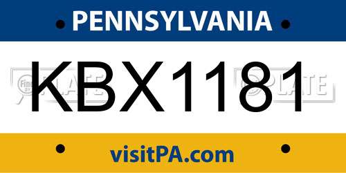 KBX1181 Pennsylvania License Plate