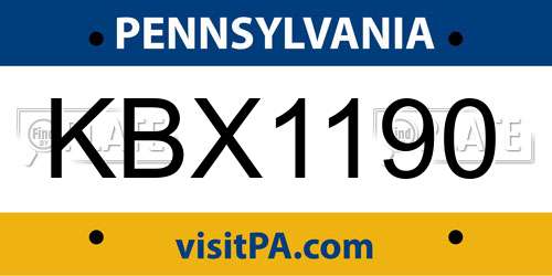 KBX1190 Pennsylvania License Plate
