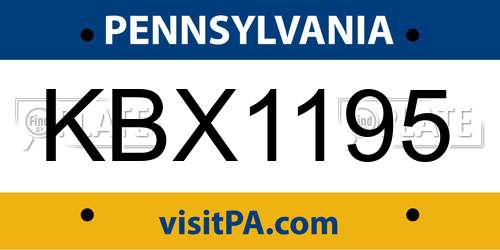 KBX1195 Pennsylvania License Plate