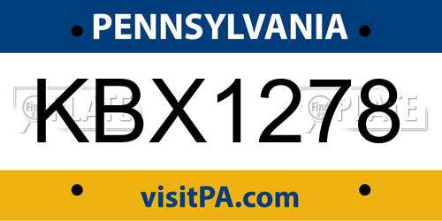 KBX1278 Pennsylvania License Plate