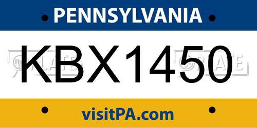 KBX1450 Pennsylvania License Plate