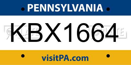 KBX1664 Pennsylvania License Plate