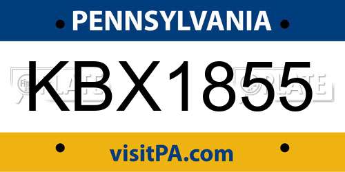 KBX1855 Pennsylvania License Plate