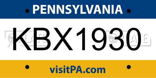 KBX1930 Pennsylvania License Plate