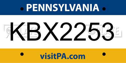 KBX2253 Pennsylvania License Plate