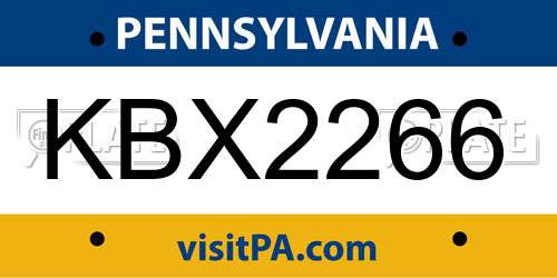 KBX2266 Pennsylvania License Plate