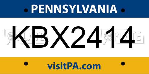 KBX2414 Pennsylvania License Plate