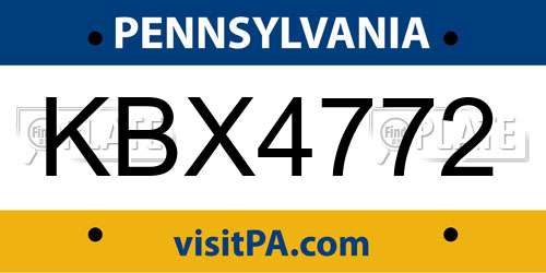 KBX4772 Pennsylvania License Plate