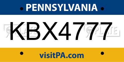 KBX4777 Pennsylvania License Plate