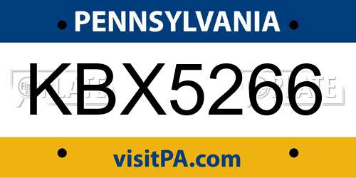 KBX5266 Pennsylvania License Plate