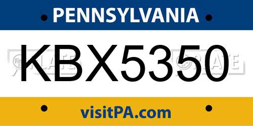 KBX5350 Pennsylvania License Plate