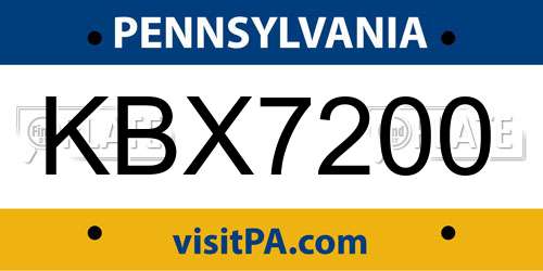 KBX7200 Pennsylvania License Plate