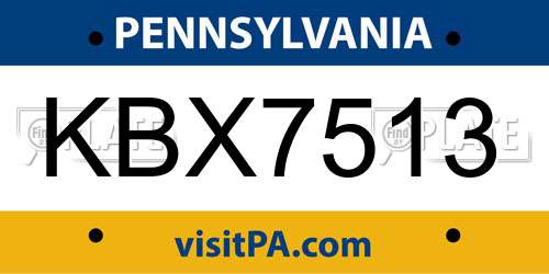 KBX7513 Pennsylvania License Plate