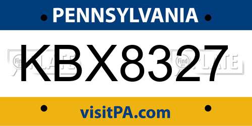 KBX8327 Pennsylvania License Plate