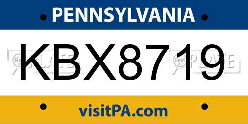 KBX8719 Pennsylvania License Plate