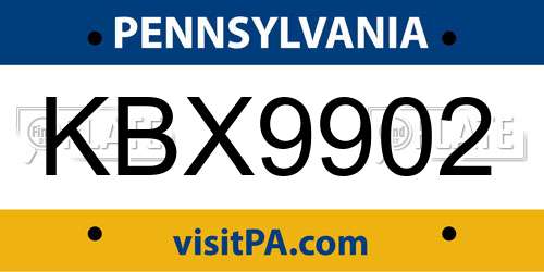 KBX9902 Pennsylvania License Plate