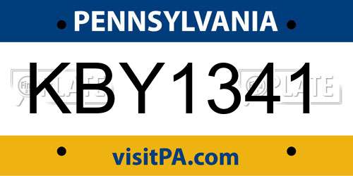 KBY1341 Pennsylvania License Plate