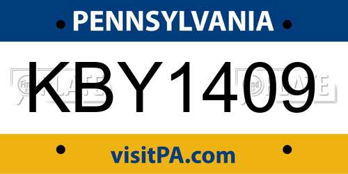 KBY1409 Pennsylvania License Plate