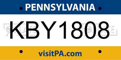 KBY1808 Pennsylvania License Plate