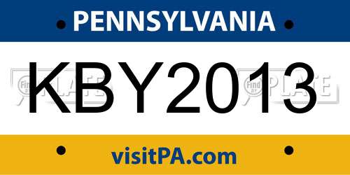 KBY2013 Pennsylvania License Plate