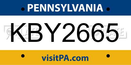 KBY2665 Pennsylvania License Plate