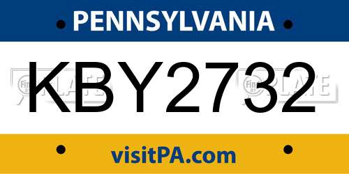 KBY2732 Pennsylvania License Plate