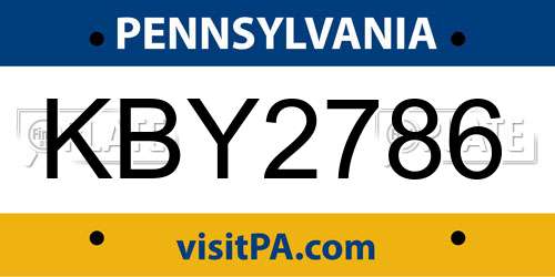 KBY2786 Pennsylvania License Plate