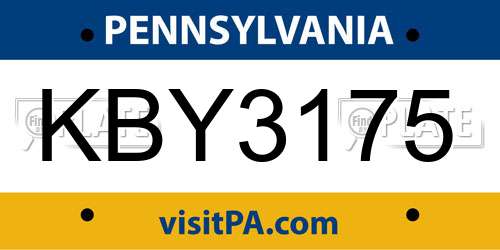 KBY3175 Pennsylvania License Plate