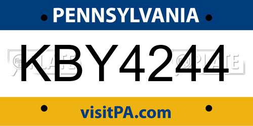 KBY4244 Pennsylvania License Plate