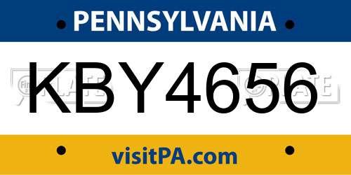 KBY4656 Pennsylvania License Plate