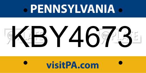 KBY4673 Pennsylvania License Plate