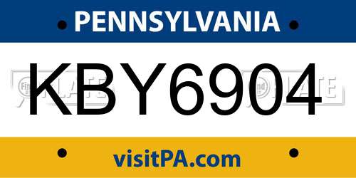 KBY6904 Pennsylvania License Plate