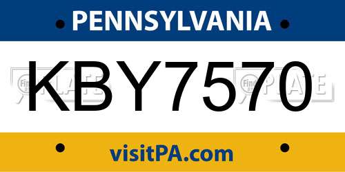 KBY7570 Pennsylvania License Plate