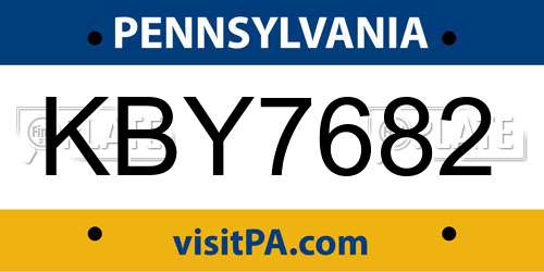 KBY7682 Pennsylvania License Plate