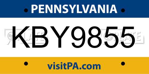 KBY9855 Pennsylvania License Plate