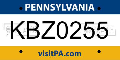 KBZ0255 Pennsylvania License Plate