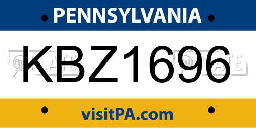 KBZ1696 Pennsylvania License Plate