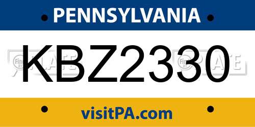 KBZ2330 Pennsylvania License Plate