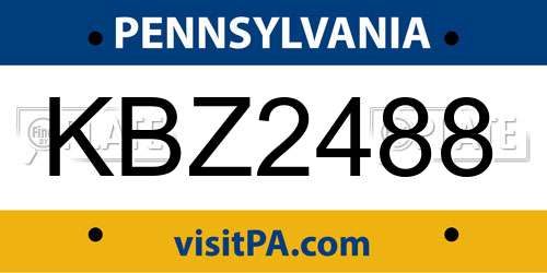KBZ2488 Pennsylvania License Plate