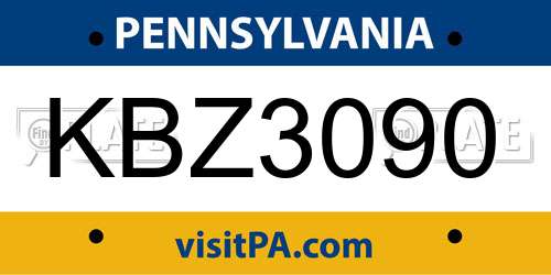 KBZ3090 Pennsylvania License Plate