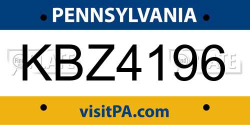 KBZ4196 Pennsylvania License Plate